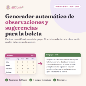 Generador de observaciones y sugerencias para la boleta